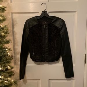 BCBG Leather and Faux fur jacket
